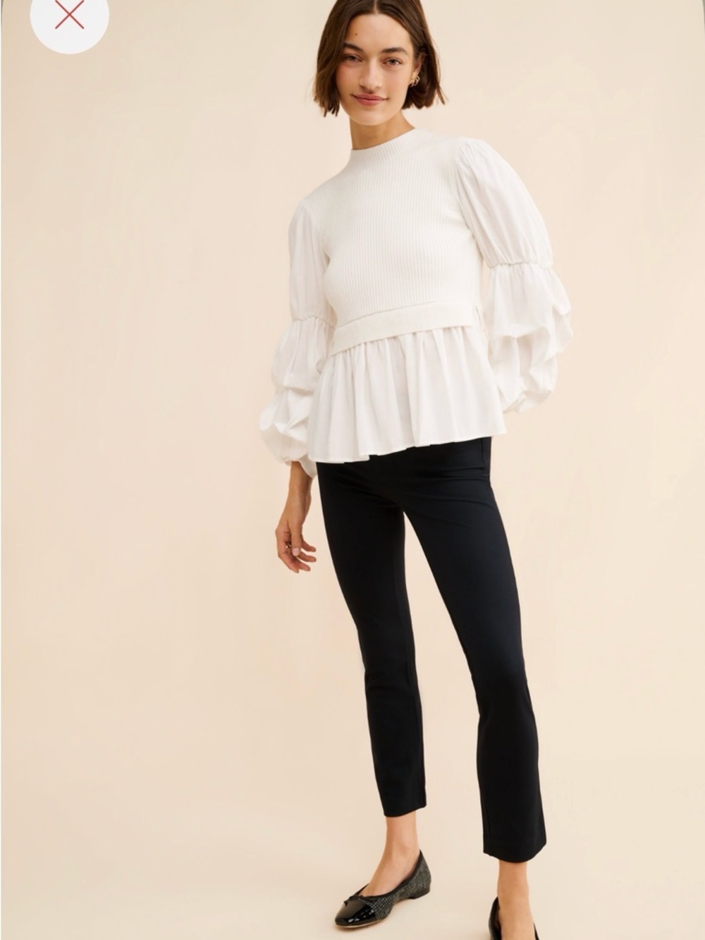 Ruffle Twofer Sweater - White